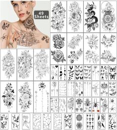 Metershine 49 Sheets Waterproof Temporary Fake Tattoo Stickers of Unique Imagery or Totem for Men Women Express Body Art5742887