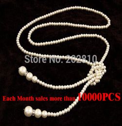 Factory wholesale Fashion long styple woman big pearl necklaces ,trendy rhinestones long pearl Statement Necklace Women3104154