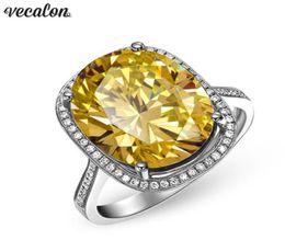 Vecalon 2018 Handmade Big Wedding Band ring for women oval cut 10ct 5A zircon cz White Gold Filled Female Engagement rings88304679507223