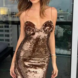 Casual Dresses Runway Luxury Sexy Champagne Gold Full Sequin Hanging Strap Maxi Off Back Butterfly Shoulder Dress 2024 Spring