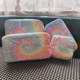 Rainbow Tie-dye Travel Storage Bag Outdoor Wash Cosmetic Bag Makeup Toiletry Storage Pouch Organiser Birthday Party Wedding Gift 240504