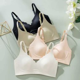 Bras Large chest display small lingerie womens thin soft support anti sagging breathable cool feeling seamless sexy braL2405