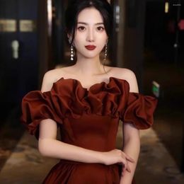 Party Dresses YOSIMI-Women's Long Red Dress Slash Neck Off The Shoulder Floor Length Short Sleeve A-line Evening Summer 2024