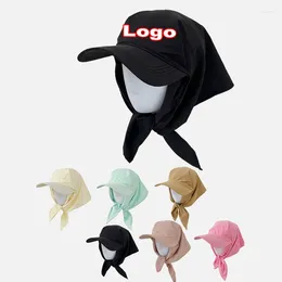 Ball Caps Korean Quick-drying Strap Headscarf Hat Women Customised Logo Print Sun Outdoor Travel Neck Protection Niche Camping