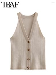 Women's Tanks V-neck Hanging Neck Sleeveless Vest Top Women Tops Woman Y2K Selegant Party Sexy Off Shoulder Summer