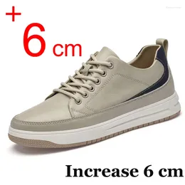 Casual Shoes Men Sneakers Elevator 2024 Hidden Insole Soft Leather Heightening For Increase 6CM Lift Height Man