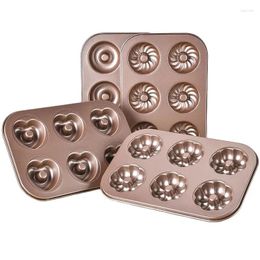 Baking Moulds 6 Hole Reusable Tray Pan Carbon Steel Cake Mold Non-Stick Muffin DIY Cartoon Donut