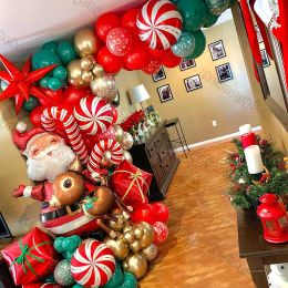 Decoration Christmas Balloon Arch Green Gold Red Box Candy Balloons Garland Cone Explosion Star Foil Balloons New Year Christma Party Decor