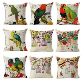 Cushion/Decorative Home Decoratives Cushion 45x45cmcase vintage parrot cute owls bird printed seat couchs