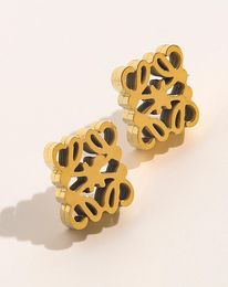 High Quality 18K Gold Plated Luxury Brand Designers Letters Ear Stud Stainless Steel Flower Geometric Famous Women Steel Seal Prin6495154