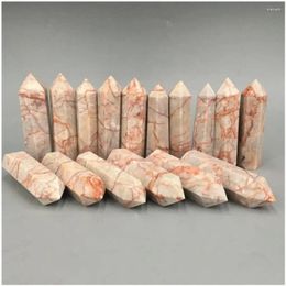 Decorative Figurines Natural Crystals And Stones Carving Network Minerals Point Wand Tower Meditation Healing Gifts 1pc