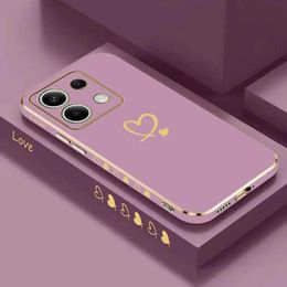 Cell Phone Cases Little Yellow Heart Luxury Plating Phone Case For Redmi Note 13 13Pro 13ProPlus 11T 11Pro 11 11S 11SE 12 12R 12Pro Cover