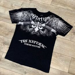 Men's T-Shirts American Street Style New Harajuku Hip Hop Big Pattern Printed Round Neck Super Big Gothic Retro T-shirt Universal Retro TopL2405