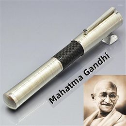 Gandhi Luxury Limited Edition Fountain Pen Black Carbon Fibre Metal Rollerball Pens Writing Stationery With Serial Number