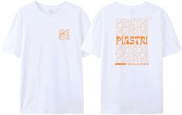 Men's T-Shirts 2024 New 81 Letter Mens Racing T-Shirt F-1 Oscar Piastri 81 Print F Racing 1 Fan Womens Harajuku Casual Cotton T T240506