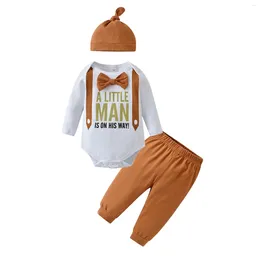 Clothing Sets Est Born Infant Baby Boys Long Sleeve Set Bow Tie Romper Bodysuit Top Pants Hat Toddler Outfit