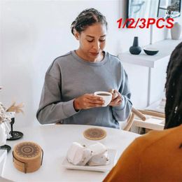 Table Mats 1/2/3PCS Set Natural Round Wooden Slip Slice Cup Mat Tea Coffee Mug Drinks Holder For Tableware Decoration Durable