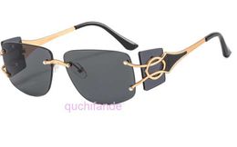 Classic Brand Retro Crattire Sunglasses Personalized side frameless ocean mens and womens fashion versatile trend