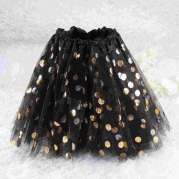 tutu Dress Layered Tutu Skirt Girls Dotted Sequin Dance Ballet Dress-up Tulle Skirt for Party Banquet Holiday (Black) d240507
