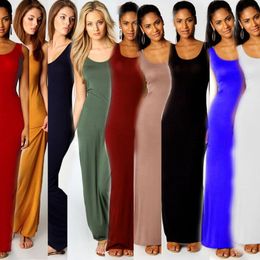 Wholesale-EAST KNITTING SJ1129 Women Summer Dress 2015 Tank Top Ankle Length Long Maxi Dress Ladies Celebrity Party Casual Dress Vestid 289N