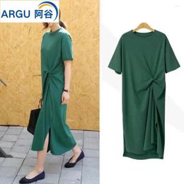 Casual Dresses Elegant Shirt Green Maxi Woman Dress Chic Long Sleeve Single-breasted A-line Femme Summer Clothes