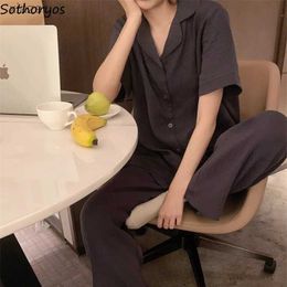 Women's Sleepwear Pajama set for women comfortable and cute simple and loose casual S-4XL fashionable solid Korean style home tent daily lapel WX