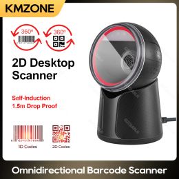 Scanners Desktop Barcode Scanner USB 1D 2D Omnidirectional HandsFree Platform Automatic Scanning Bar code Reader for Supermarket Cashier