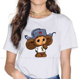 Women's T-Shirt USSR Women Tshirts Cheburashka Cute Soviet Russian Cartoon Gothic Vintage Fe Clothing Oversized Cotton Graphic Clothes d240507