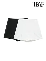 Women's Shorts -Women's Front Slits Patchwork Skirts High Waist Side Zipper Female Skort Fashion