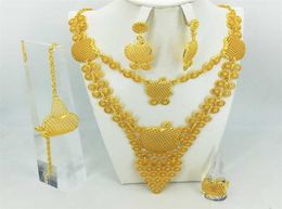 Fashion Wedding Bridal Crystal Jewelry Sets African Beads Dubai Gold Color Statement Jewellery Costume 2110153088125