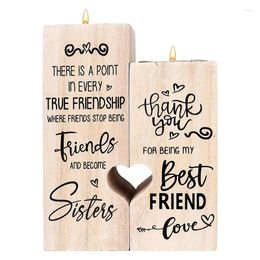 Candle Holders Heart-shaped Holder Wooden Friendship Crafts Personalised Desktop Ornament For Home Bedroom Living Room Birthday Gifts
