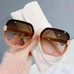 Sunglasses Square Women Fashion Vintage Gradient Rimless Sun Glasses Female Oversized Frameless Shades Eyewear For Driving UV400