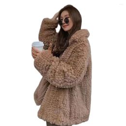 Women's Fur Women Casual Thick Warm Outwear Long Faux Weave Jacket Loose Winter Coat Black Coats Outerwear
