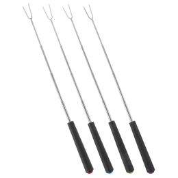 Accessories 4Pcs Telescopic Barbecue Fork Marshmallow Sticks Fire Pit Portable Bbq Skewer Grill Tools Kabob Skewers Forks Kitchen Gadgets