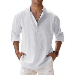 Men's Polos Mens New Year Summer Solid Colour Thin Loose Standing Neck Long sleeved Casual Luxury Shirt TopL2405