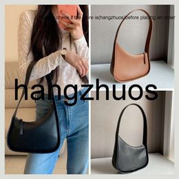 the row bag Handbag Axillary Half Moon Smooth Leather Luxury Women Designer Bags Flat Strap Curved Zipper Closure Clutch Tote Suded Lining Underarm Purse ba