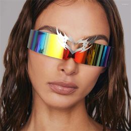 Sunglasses Headband Heart-shaped High-quality Materials Futuristic Glasses Flame Comfortable Fit Y2k