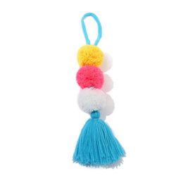 Keychains Lanyards Bohemia Colourful Pompom Keychain Lovely Tassel Lanyard Keyring Handbag Pendant Accessory Women Waist Wallet Key Holder Ornaments