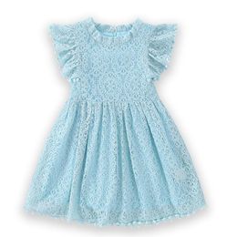 Baby girls Lace fly sleeve dress INS children princess dresses 2024 summer Fashion boutique Kids Clothing 9 Colours