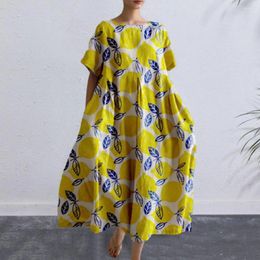 Casual Dresses Floral Print Dress Spring Summer Bohemian Style Women's Midi With Bright Colour Matching Oversized For Beach