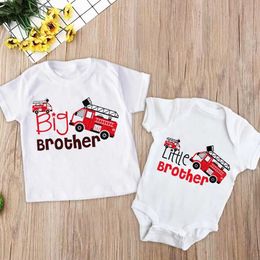 Family Matching Outfits Big Brother Little Brother Family Matching Outfits Kids Shirt Baby Bodysuit Family Matching Clothes Summer Kids Shirt Family Tee d240507