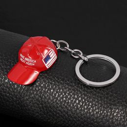 MAGA Keychain Trump Baseball Hat Keychains Cute Small Hat Pendant Fashion Couple Bag Pendant Gifts Party Favour Q976