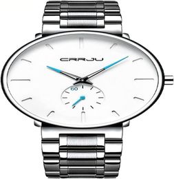 Mens relógios ultrafinos minimalistas da moda da moda de água para homens unissex vestido com aço inoxidável Bandblack Hands9147485