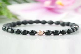 MG1105 6 mm Faced Black Tourmaline Braceelt EMF Protection Bracelet Natural Lava Rock Essential Oil Diffuser Bracelet Crystal Heal9799319