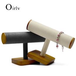 Jewellery Stand Oirlv Wooden T-shaped Bar Display Frame Necklace Solid Wood Q240506