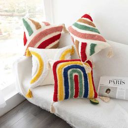 Cushion/Decorative Boho Geometric Tufted Cushion Cover Colourful Cotton Canvas Covers Decorative Home Dector Throws for Sofa
