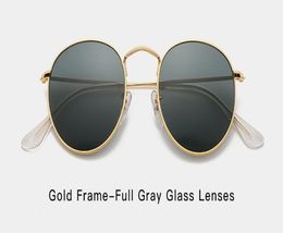 Classic Round Designer Sunglasses UV400 Eyewear Metal Gold Frame Sun Glasses Men Women Mirror Glass Lens2154161