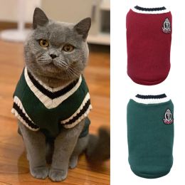 Houses Pet Cat Solid Costume Autumn Winter Christmas Sweater For Small Dogs Kitten Pullover Puppy Vest Clothes Kitty Jacket Outfits