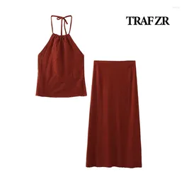 Work Dresses ZR Two-piece Dress Sets Skirt Set Comboset Linen Suits For Women Vacation Outfits 2024 Summer Women's Suit Casual