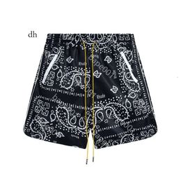 RHUDE Men Breathable Beach Shorts Women Casual Mesh Track Oversize Rhude Waist Drawstring Free Shipping For Black And White 81